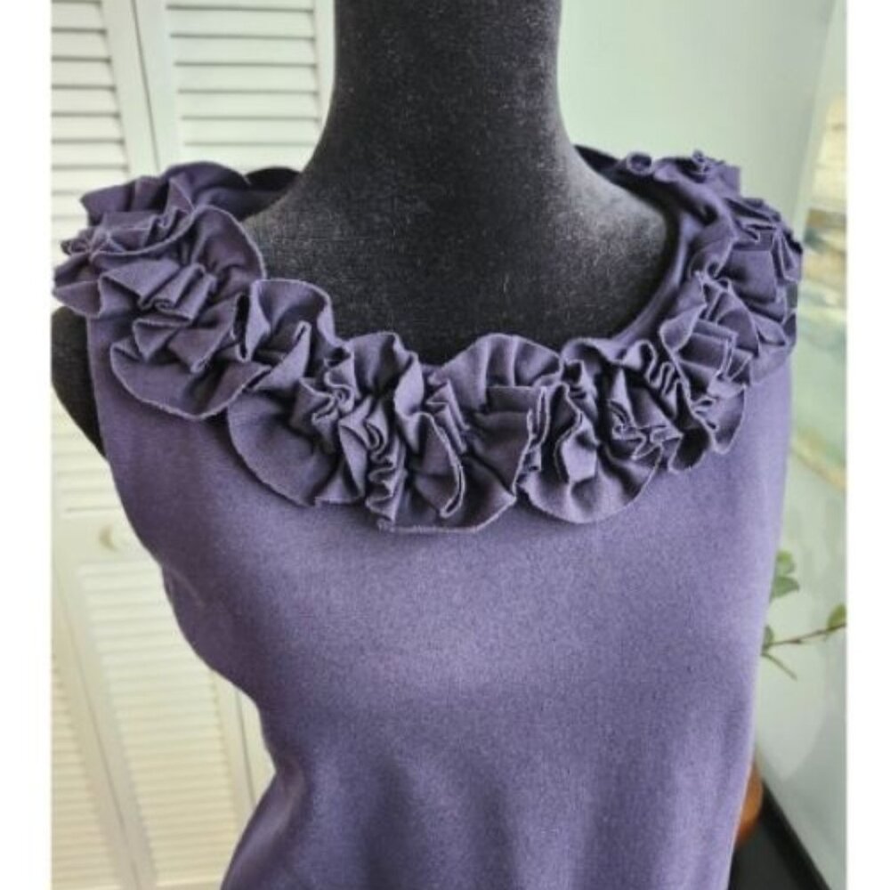 🚨 Just Taylor Navy Blue Nautical Ruffled Neckline Dress size 6 - Picture 4 of 11